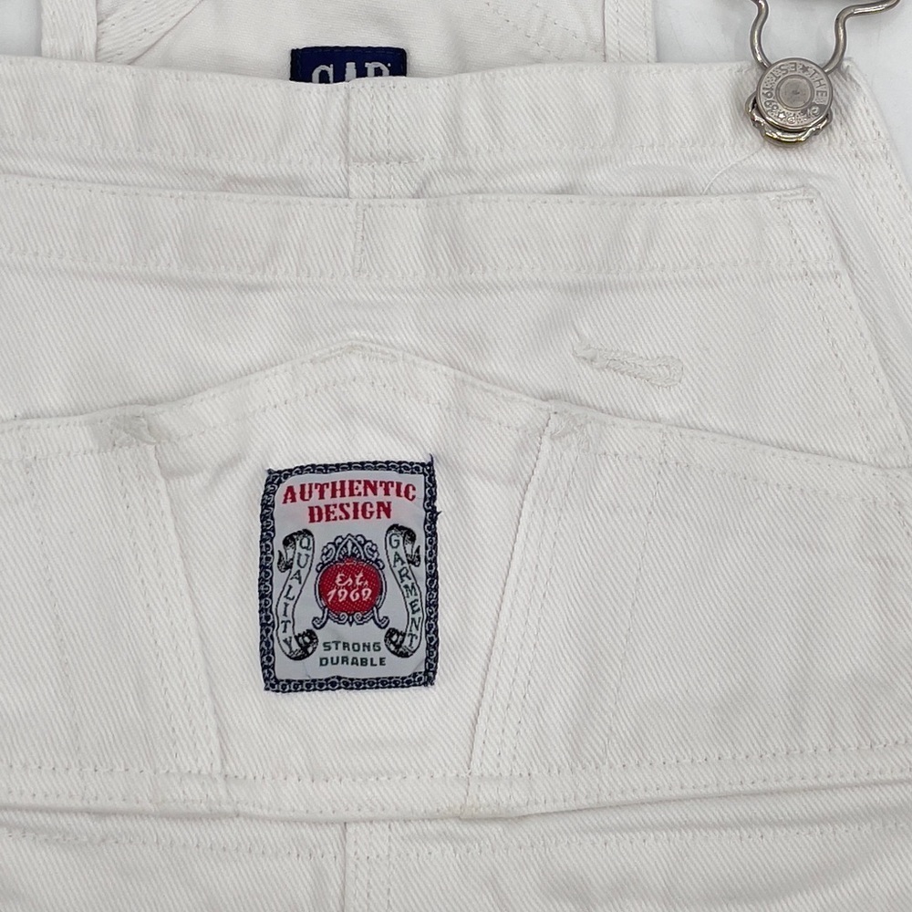 Vintage Y2K GAP Shortalls White Overalls Shorts 100% Cotton | Kids XL Women's XS - Picture 11 of 12